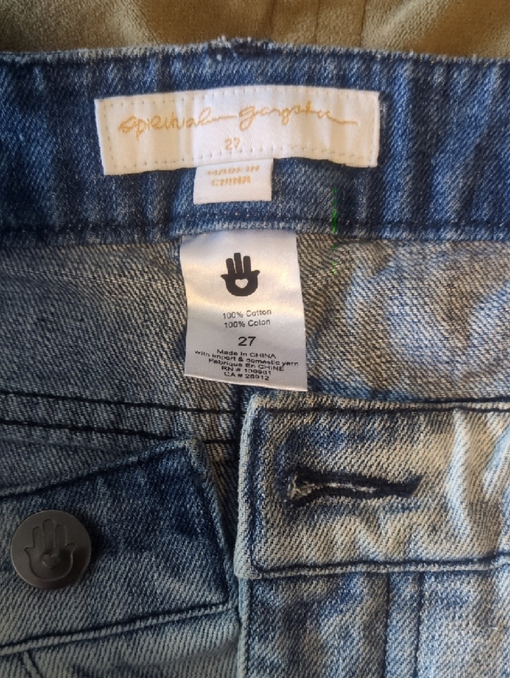 Spiritual Gangster Light Blue Denim Jean Shorts - Picture 2 of 6